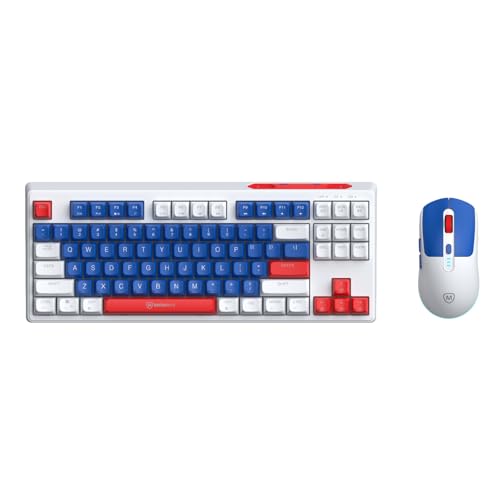 Computer Wireless Keyboard and Mouse Combo with Type-C Dongle for PC Laptop, 2.4 GHz Rechargeable RGB Backlit Creamy Keyboard Works with Windows & MacOS (Navy) - color: Navy
