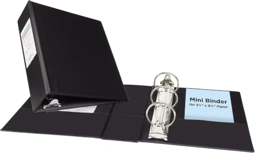 AVERY Mini Binder 2 Inch Round Rings Black | 5.5 x 8.5 Inch | Holds 375 Sheets | With Interior Pockets | Pack of 6 - size: 2" (Pack of 6)