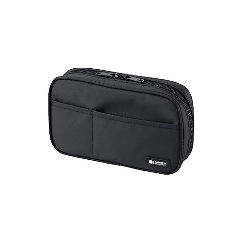 LIHIT LAB Large Capacity Zipper Pencil Case For School Office College, Big Capacity 4 Compartments Pencil Bag Holder Adults Teen Boys Girls, Travel Cosmetics Storage, Jet Black (A7551-124) - color: Jet Black, size: 1 Count (Pack of 1), style: Standard: 7.