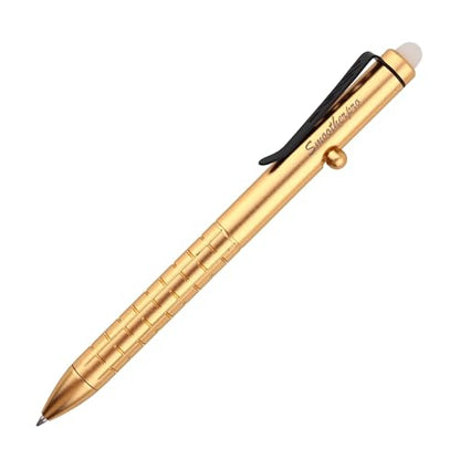 SMOOTHERPRO Aluminum Erasable Bolt Action Pen,Gold | Erasable Refillable Pen for Notes, Journaling, Office Writing, Signatures, and Daily Pocket Carry. - color: Gold 2.0