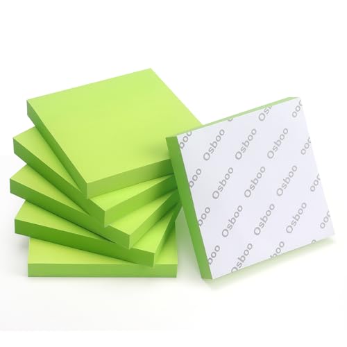Sticky Notes 3x3 Self-Stick Notes Pads with 6 Bright Colors, Easy to Post for Office, Shool, Home, 6 Pads/Pack, 100 Sheets/Pad(Green) - color: Green