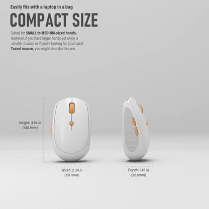 Silent Wireless Mouse for Work & Study, Dual Mode Bluetooth + 2.4G USB Receiver, Rechargeable, Comfortable for Long Hours, Compatible with Laptop/Mac/iPad/Tablet/PC (White)