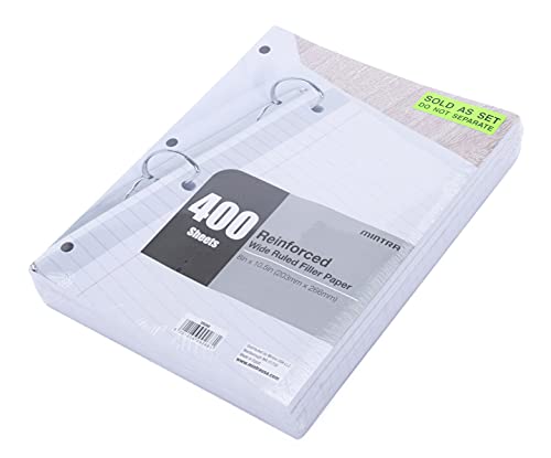 Mintra Reinforced Filler Paper (400 Sheets (4pk of 100), Wide Ruled) - color: Wide Ruled