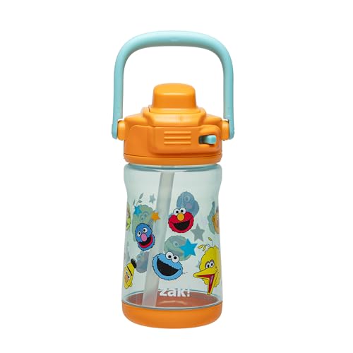 Zak Designs Sesame Street Beacon Kid Water Bottle for Travel or At Home, 12oz Plastic is Durable and Leak-Proof with Liquid Lock Spout, Cover, Carry Handle, Protective Base (Elmo & Friends) - color: Sesame Street (Elmo & Friends)