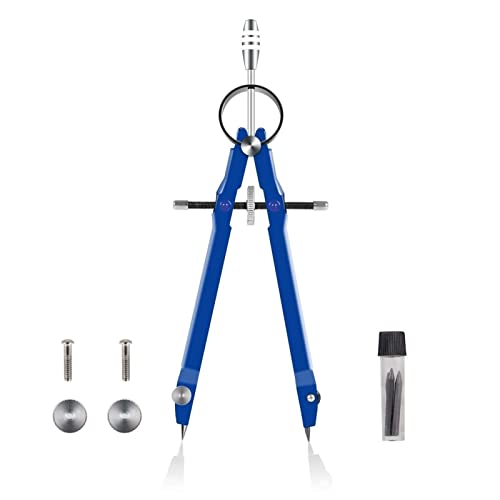 Drawing Compass Drafting Tools Professional Compass Math Geometry Kit Math Precision Painting Round Metal Compass Student Stationery School Supplies Math Ruler Kit(Blue) - color: Blue