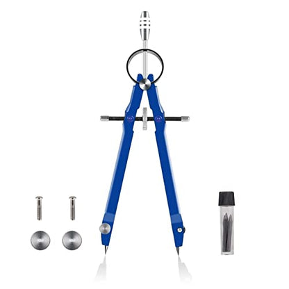 Drawing Compass Drafting Tools Professional Compass Math Geometry Kit Math Precision Painting Round Metal Compass Student Stationery School Supplies Math Ruler Kit(Blue) - color: Blue