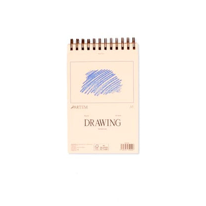 Hartem - Drawing Paper | Wirebound Pad of 60 Sheets | 90g/m2 Weight | Size A6 (14,8 x 10,5 cm) - Artist Paper for Adults and Students - Sketch Book, Mixed Media, Markers and Art Journaling - size: A6 (14,8 x 10,5 cm)