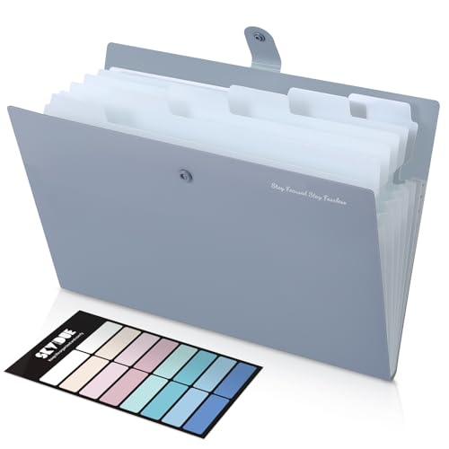 SKYDUE 7-Pocket Expanding File Folder, Professional Accordion Document Organizer with Labels, Portable Paper Receipt Holder for Office Home Business, Letter/A4 Size Gray - color: Gray