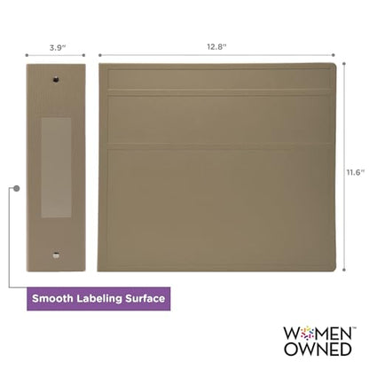 Carstens 4-Inch Heavy Duty 3-Ring Binder - Side Opening, Sand, Durable Plastic, No-Gap Rings, Waterproof Cover, No Pockets, Holds 600 US Letter Sheets, BPA-Free, Made in USA (1846-3R), Case of 10 - color: Taupe, size: Case of 10