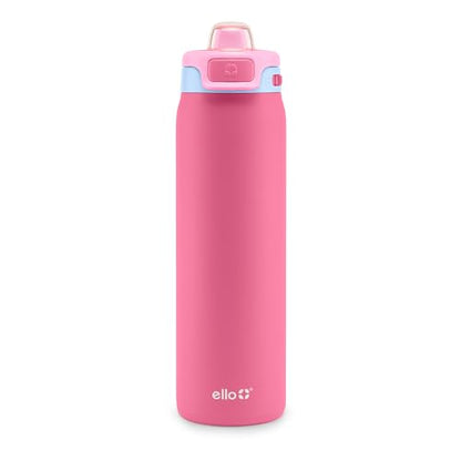 Ello Pop & Fill Insulated Stainless Steel Water Bottle with Quick Fill Lid, Leakproof Locking, Sip or Chug Spout, BPA-Free, Double Wall Vacuum Insulated for Sports, Travel & School- 22oz / 32oz / 40oz - color: Cherry Breeze, style: 22oz