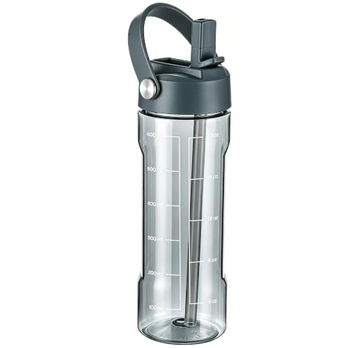 GOPPUS 20oz Clear Water Bottle with Flip Straw, Lightweight, Leakproof, Easy Carry and BPA-Free, Tritan Water Bottlefor Sport, Travel, Outside (Grey) - color: Grey, size: 20 Ounces