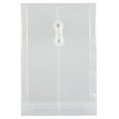 JAM PAPER Plastic Envelopes with Button & String Tie Closure - 6 1/4 x 9 1/4 - Clear - 12/Pack - color: Clear, size: 6 x 9