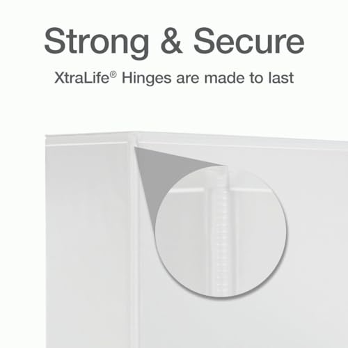 Cardinal 3 Ring Binder, 4 Inch Heavy Duty XtraLife Binder, Locking Slant-D Ring, Crack-Resistant Cover & Spine, ClearVue Covers, Holds 890 Sheets, PVC-Free, White (26340) - color: White, size: 4-Inch