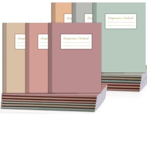 12 Pack Large Composition Notebooks Bulk 9.8 × 7.5 in Wide Ruled Hard Cover Composition Book Assorted Marble Journal College Ruled Paper for Adult Student College Office Back to School Supply(Morandi) - size: 12 Pack, style: Morandi