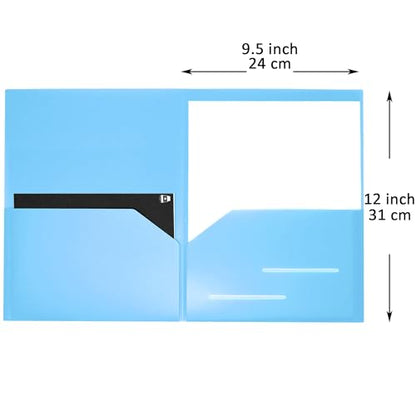Youngever 6 Pack Heavy Duty Plastic Two Pocket Folders, Heavy Duty Plastic 2 Pocket Folder (Light Blue) - color: Light Blue