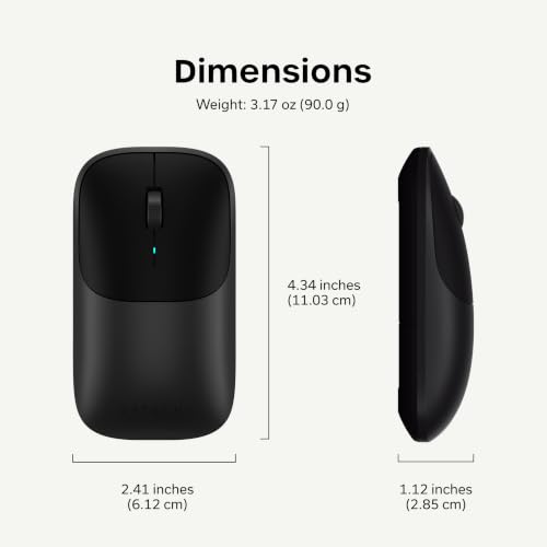 Satechi Slim EX Wireless Mouse, Multi-Device Bluetooth & 2.4GHz Connection for macOS, Windows, iPadOS, and Android, Quiet Clicks, Anodized Aluminum Shell, USB-C Rechargeable Battery, Space Black - color: Space Black