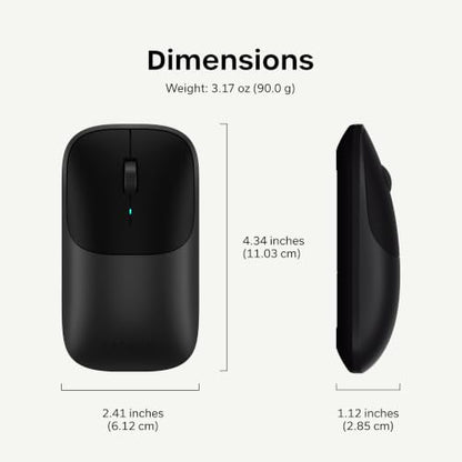 Satechi Slim EX Wireless Mouse, Multi-Device Bluetooth & 2.4GHz Connection for macOS, Windows, iPadOS, and Android, Quiet Clicks, Anodized Aluminum Shell, USB-C Rechargeable Battery, Space Black - color: Space Black