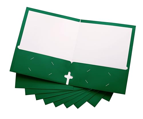 10 Pack Two Pocket Folders, Green, Strong Thick Paper Folders, for Letter Size, by ACTIVITYya - color: Green