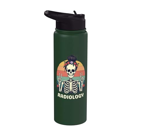 Funny Radiology Student Graduation Xray Technician Men Women Stainless Steel Insulated Water Bottle - color: Dark Green