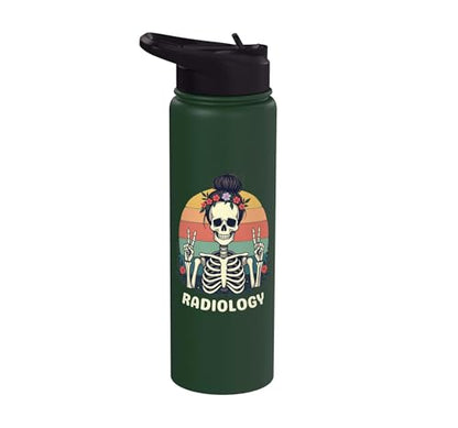 Funny Radiology Student Graduation Xray Technician Men Women Stainless Steel Insulated Water Bottle - color: Dark Green