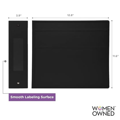 Carstens 4-Inch Heavy Duty 3-Ring Binder - Side Opening, Black, Durable Plastic, Precision No-Gap Rings, Waterproof Cover, No Pockets, Holds 600 US Letter Sheets, BPA-Free, Made in USA (1845-3R) - color: Black, size: Individual