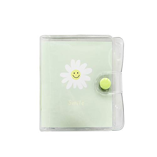 Mini Transparent 3-Ring Binder Covers Clear Soft PVC Notebook Round Ring Binder Cover Protector Snap Button Closure Loose Leaf Folder with Blank Inner Papers - color: Green