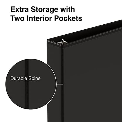 Staples Economy 2" 3‑Ring View Binders, D‑Ring, Black, Clear Overlay for Custom Covers, Holds Up to 480 Sheets – 3/Pack - color: Black, size: 3 Pack, style: 2'' Inch