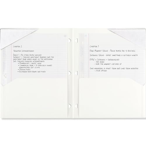 Five Star 2-Pocket Folder, Plastic Folder with Stay-Put Tabs, Fits 3-Ring Binder, Holds 8-1/2" x 11" Paper, White (333420I-ECM) - color: White