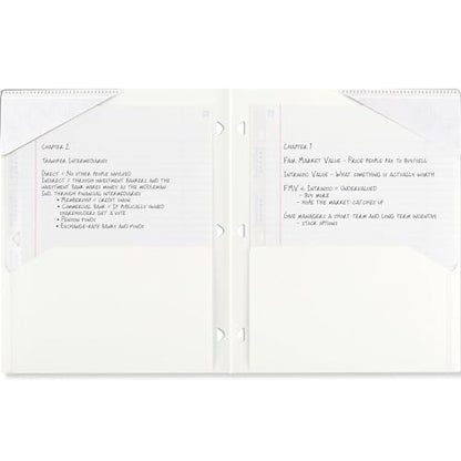 Five Star 2-Pocket Folder, Plastic Folder with Stay-Put Tabs, Fits 3-Ring Binder, Holds 8-1/2" x 11" Paper, White (333420I-ECM) - color: White