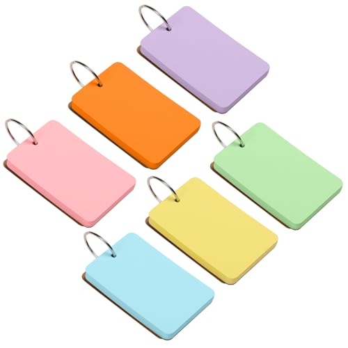 300Pcs 6 Color Index Cards with Ring 2.2x3.5, Blank Flashcards | Goefun Blank Notecards for Studying, Vocabulary Cards, Memos, Bookmark, Greetings - color: 6colors-blank-ring, size: 2.2x3.5-300pack