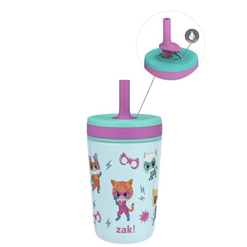 Zak Designs SuperKitties Kelso Toddler Cups For Travel or At Home, 12oz Vacuum Insulated Stainless Steel Sippy Cup With Leak-Proof Design is Perfect For Kids (Ginny, Sparks, Buddy, Bitsy) - color: SuperKitties (Ginny, Sparks, Buddy, Bitsy)