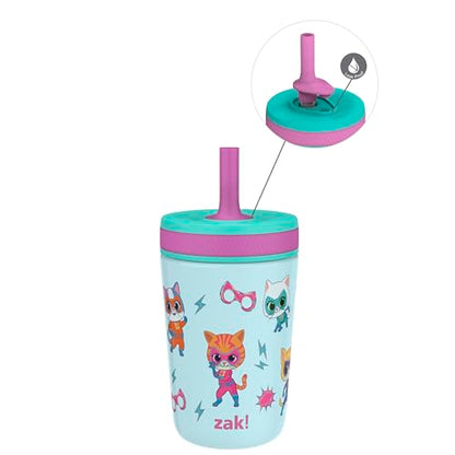 Zak Designs SuperKitties Kelso Toddler Cups For Travel or At Home, 12oz Vacuum Insulated Stainless Steel Sippy Cup With Leak-Proof Design is Perfect For Kids (Ginny, Sparks, Buddy, Bitsy) - color: SuperKitties (Ginny, Sparks, Buddy, Bitsy)