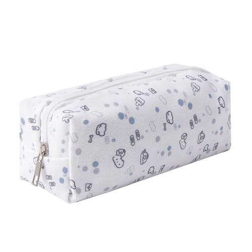 Large Capacity Canvas Pencil Case for Students Cute Aesthetic Pen Pouch Stationery Organizer Bag for School Portable Makeup Bag for Daily Use Kawaii Pencil Box for Girls Teens Kids (Canvas-K) - color: Canvas-K