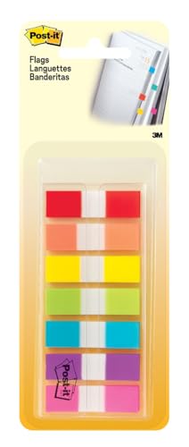 Post-it 683-7CF24PK1/2 Wide Flags in On-The-Go Dispenser for Page Marking and Highlighting Portable and Easy to Use (11.9 mm x 43.2 mm, Pack of 24, Assorted) | On-The-Go Dispenser, Page Marking and Highlighting, Portable and Easy to Use - style: 24 Pack