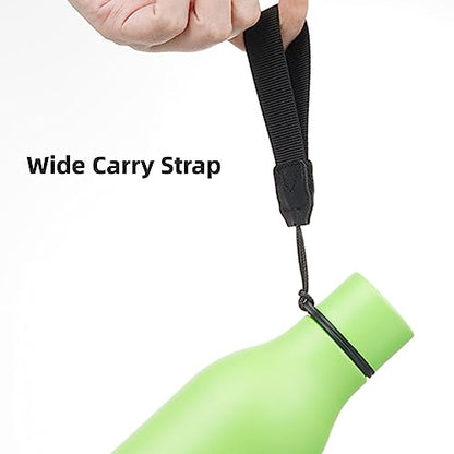 Konokyo 18 oz Insulated Stainless Steel Metal Water Bottle with Strap - color: Green, size: 18 Ounces