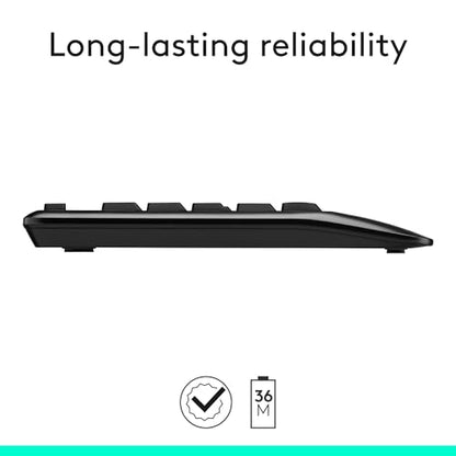 Logitech MK345 Full Size Wireless Keyboard and Mouse Combo - Black | Full size keyboard with integrated palm rest, compact right handed mouse, connect via single included USB-A Nano Receiver - size: 1 Pack, style: Combo