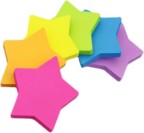 Star-Shaped Multicolor Sticky Notes - 240 Sheets 6 Assorted Colors, High-Adhesion Note Pads for Journaling and Planner Decor (School/Office/Home Study Essentials)