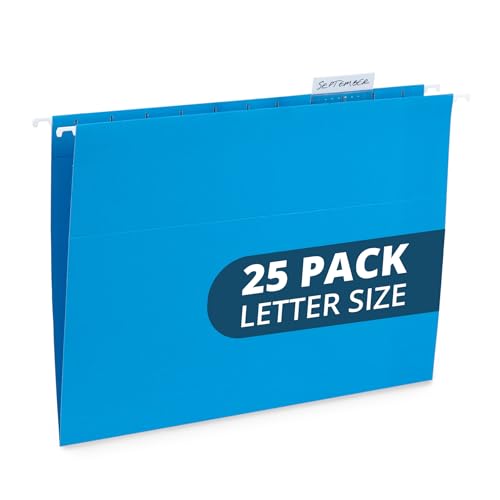 Blue Summit Supplies Hanging File Folders, 25 Reinforced Hang Folders, Designed for Home and Office Color Coded File Organization, Letter Size, Blue, 25 Pack - color: Blue