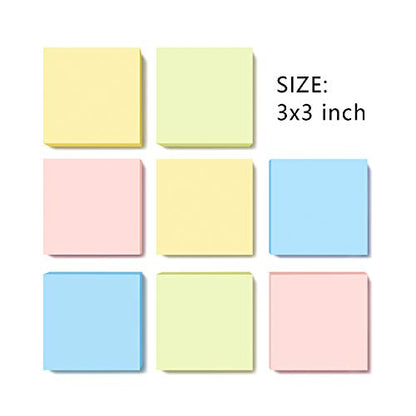 Phthdoty 8 Pads Pop Up Sticky Notes 3x3 Refills Pastel Colors Self-Stick Notes Pads Super Adhesive Sticky Notes Great Value Pack - color: 8 Pads Pastel Pop Up