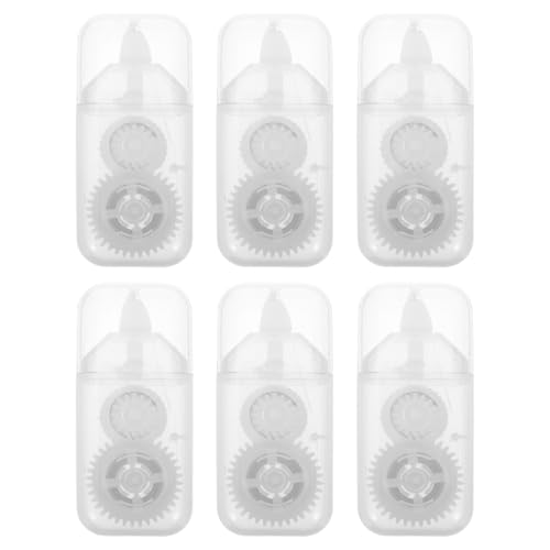 6 Pcs Correction Tape for Students Portable Out Tape with Translucent Dispenser Easy to Use for School Supplies and Writing Correction 2.67X1.18X0.59In White