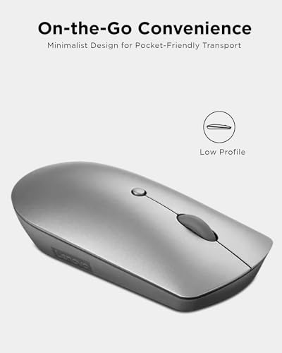 Lenovo 600 Bluetooth Silent Mouse, Blue Optical Sensor, Adjustable DPI, 4 Button, Microsoft Swift Pair, Windows, Chrome, GY50X88832, Gray - color: Gray