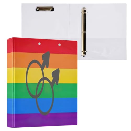 Three Ring Binders Decorative 1.5 Inch Binder 3 Ring with Anti-Slip Metal Clip D Ring Binder for School Office Supplies Male Gay Pride Flag, 1 Pack - color: Male Gay Pride Flag, size: 1 Pack
