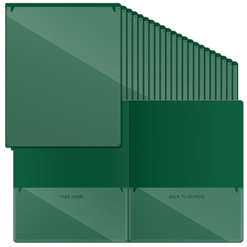 Henoyso 100 Pcs Folders Take Home Heavy Duty 2 Pocket Homework Folder for Students Parent Teacher Communication, 11.8 x 9.45 Inch(Dark Green) - color: Dark Green
