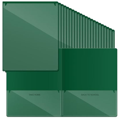 Henoyso 100 Pcs Folders Take Home Heavy Duty 2 Pocket Homework Folder for Students Parent Teacher Communication, 11.8 x 9.45 Inch(Dark Green) - color: Dark Green