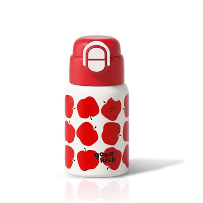 SDGA+ 22 oz Kids Water Bottle with Lid and Straw, Insulated Stainless Steel Tumbler Leak Proof, Portable Iced Travel Coffee Mug, Apple - color: Red Apple