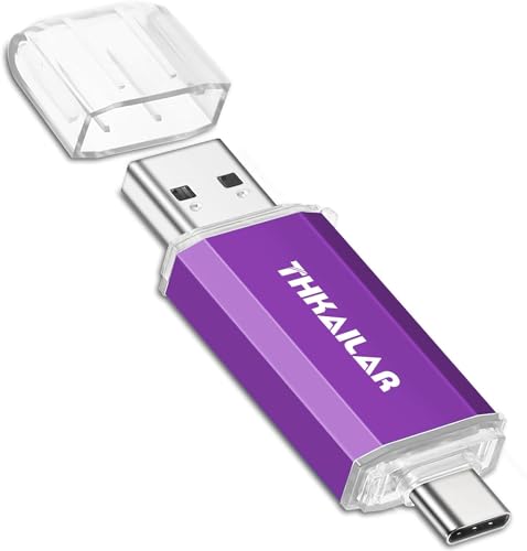 Thkailar 128GB USB-C Flash Drive, Dual USB-A & Type-C Thumb Drive | Store photos, videos and files. Compatible with iPhone 15/16, Android, Mac, Windows PC and USB-C tablets - color: Purple-1pack, size: 128GB