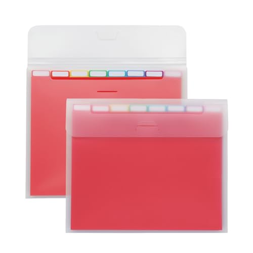 Oxford Portable File Organizer, 8 Plastic File Folders, Clear Case, Storage for Home and Office, Document Organizer, Holds 8-Tab Poly Project Folders, Letter Size, Assorted Colors, 2 Pack (52022) - style: Expanding File