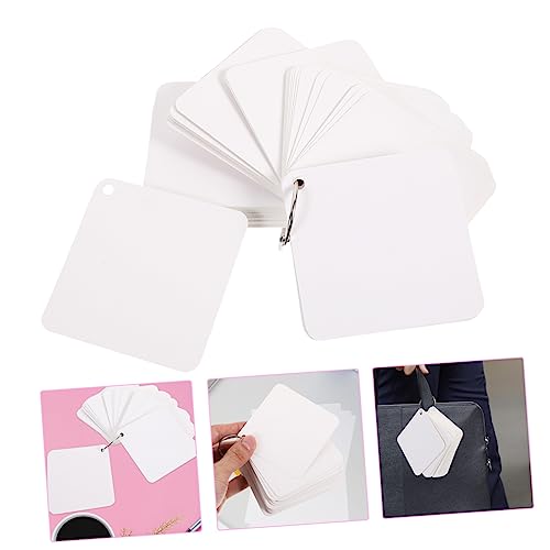 Blank Flash Cards with Metal Binder Rings Pre-punched Index Notecards for Studying Note-taking Crafting Heavy Duty Cardstock Cards Includes Rings - size: 7.80X7.80X0.01CM