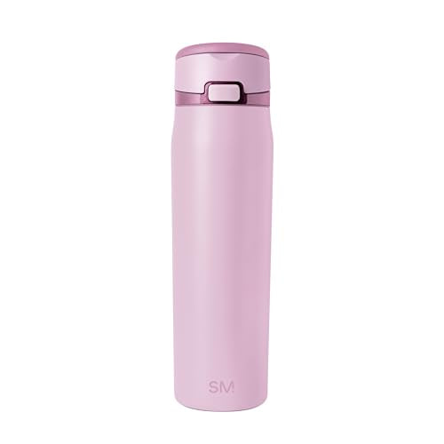 Simple Modern Mesa Loop Water Bottle with Covered Straw and Handle | 24oz Cup Holder Friendly Insulated Stainless Steel Bottles for Travel, Sports and School | Pink Champagne - color: -Pink Champagne, size: 24 Ounces