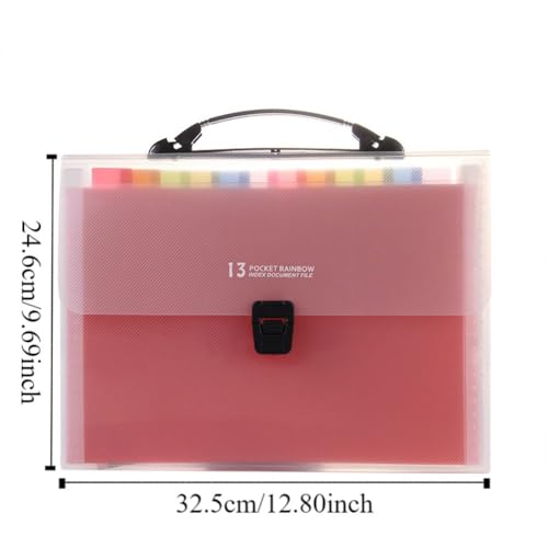 Large Capacity Accordion File Organizer 13 Pockets A4 Rainbow Expanding File Folder for Cards, Letter, A4 Paper, Document - size: Double Buckle